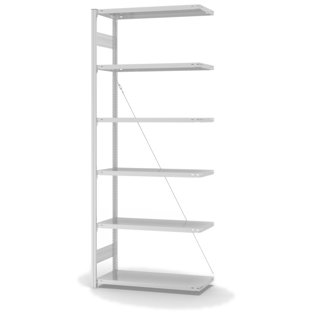 Lagerregal Fachbodenregal Metallregal Anbauregal Stecksystem RAL 7035 lichtgrau lackiert Lagerregal Fachbodenregal Metallregal Anbauregal Stecksystem RAL 7035 lichtgrau lackiert