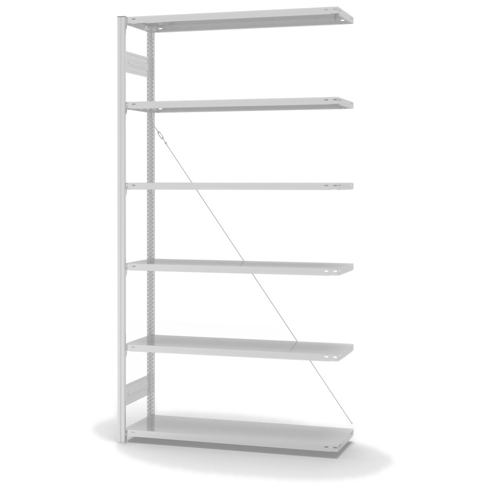 Lagerregal Fachbodenregal Metallregal Anbauregal Stecksystem RAL 7035 lichtgrau lackiert Lagerregal Fachbodenregal Metallregal Anbauregal Stecksystem RAL 7035 lichtgrau lackiert