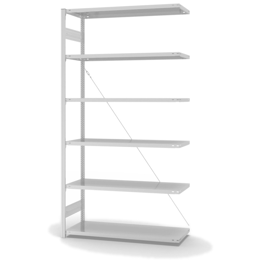 Lagerregal Fachbodenregal Metallregal Anbauregal Stecksystem RAL 7035 lichtgrau lackiert Lagerregal Fachbodenregal Metallregal Anbauregal Stecksystem RAL 7035 lichtgrau lackiert