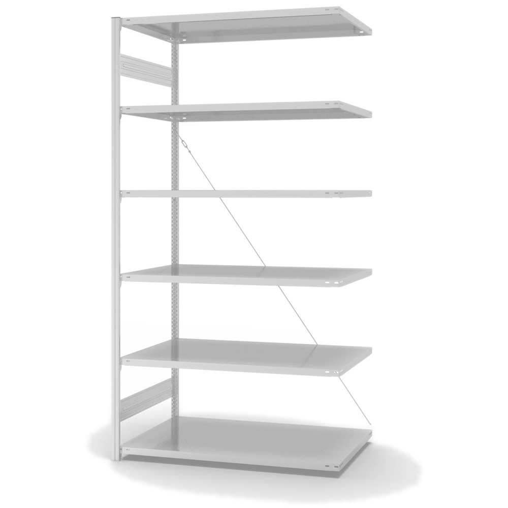 Lagerregal Fachbodenregal Metallregal Anbauregal Stecksystem RAL 7035 lichtgrau lackiert Lagerregal Fachbodenregal Metallregal Anbauregal Stecksystem RAL 7035 lichtgrau lackiert