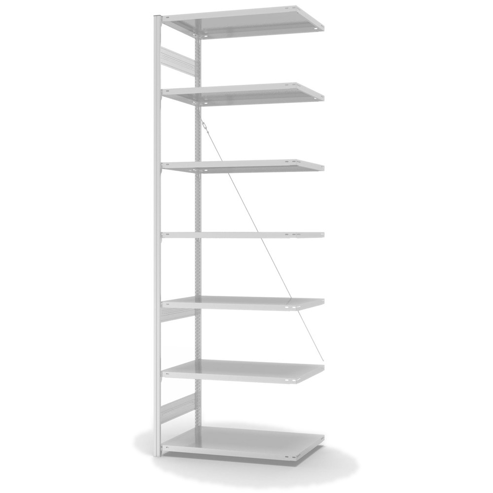 Lagerregal Fachbodenregal Metallregal Anbauregal Stecksystem RAL 7035 lichtgrau lackiert Lagerregal Fachbodenregal Metallregal Anbauregal Stecksystem RAL 7035 lichtgrau lackiert