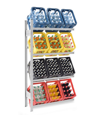 Produktbild: Getränkeregal Getränkekistenregal Stecksystem Anbauregal 4 Ebenen lichtgrau lackiert Produktbild: Getränkeregal Getränkekistenregal Stecksystem Anbauregal 4 Ebenen lichtgrau lackiert