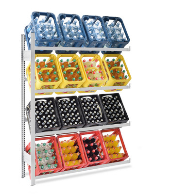 Produktbild: Getränkeregal Getränkekistenregal Stecksystem Anbauregal 4 Ebenen lichtgrau lackiert Produktbild: Getränkeregal Getränkekistenregal Stecksystem Anbauregal 4 Ebenen lichtgrau lackiert