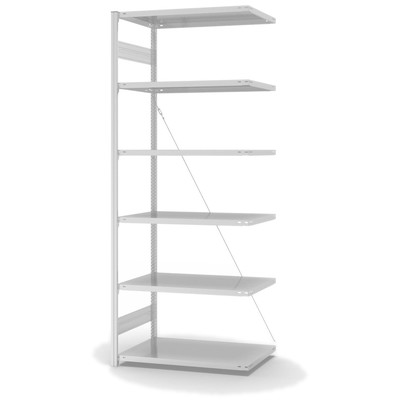 Produktbild: Lagerregal Fachbodenregal Metallregal Anbauregal Stecksystem RAL 7035 lichtgrau lackiert