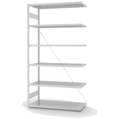 Produktbild: Lagerregal Fachbodenregal Metallregal Anbauregal Stecksystem RAL 7035 lichtgrau lackiert Produktbild: Lagerregal Fachbodenregal Metallregal Anbauregal Stecksystem RAL 7035 lichtgrau lackiert