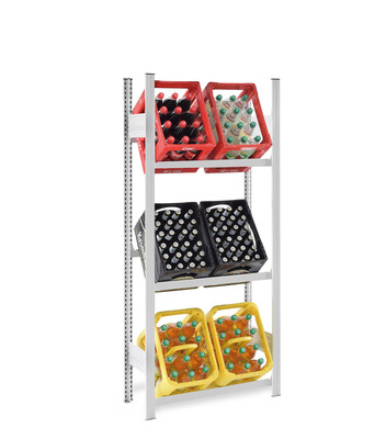 Produktbild: Getränkeregal Getränkekistenregal Stecksystem Grundregal 3 Ebenen lichtgrau lackiert Produktbild: Getränkeregal Getränkekistenregal Stecksystem Grundregal 3 Ebenen lichtgrau lackiert