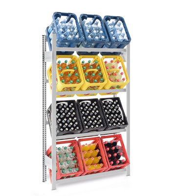 Produktbild: Getränkeregal Getränkekistenregal Stecksystem Grundregal 4 Ebenen lichtgrau lackiert Produktbild: Getränkeregal Getränkekistenregal Stecksystem Grundregal 4 Ebenen lichtgrau lackiert