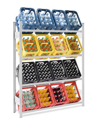 Produktbild: Getränkeregal Getränkekistenregal Stecksystem Grundregal 4 Ebenen lichtgrau lackiert Produktbild: Getränkeregal Getränkekistenregal Stecksystem Grundregal 4 Ebenen lichtgrau lackiert