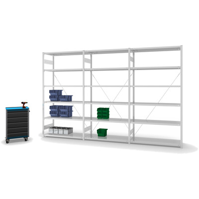 Produktbild: Lagerregal Fachbodenregal Metallregal Grundregal Stecksystem RAL 7035 lichtgrau lackiert Produktbild: Lagerregal Fachbodenregal Metallregal Grundregal Stecksystem RAL 7035 lichtgrau lackiert