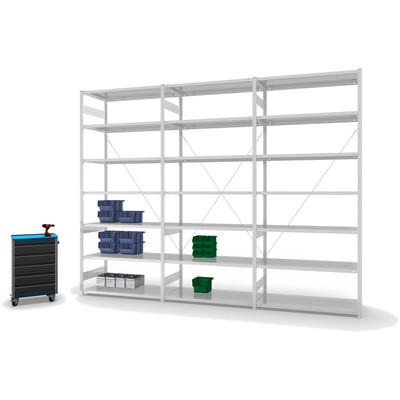 Produktbild: Lagerregal Fachbodenregal Metallregal Grundregal Stecksystem RAL 7035 lichtgrau lackiert Produktbild: Lagerregal Fachbodenregal Metallregal Grundregal Stecksystem RAL 7035 lichtgrau lackiert