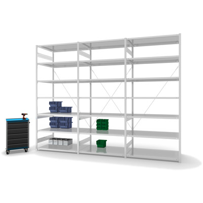 Produktbild: Lagerregal Fachbodenregal Metallregal Grundregal Stecksystem RAL 7035 lichtgrau lackiert Produktbild: Lagerregal Fachbodenregal Metallregal Grundregal Stecksystem RAL 7035 lichtgrau lackiert