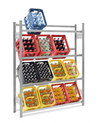 Produktbild: Getränkeregal Getränkekistenregal Stecksystem Grundregal 4 Ebenen verzinkt Produktbild: Getränkeregal Getränkekistenregal Stecksystem Grundregal 4 Ebenen verzinkt